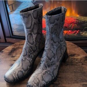 Snakeskin Patterned Ankle Boots